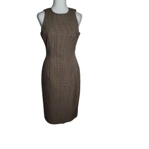 Antonio Melani Women’s Sheath Dress Size 4 Brown Plaid Checked Sleeveless Career